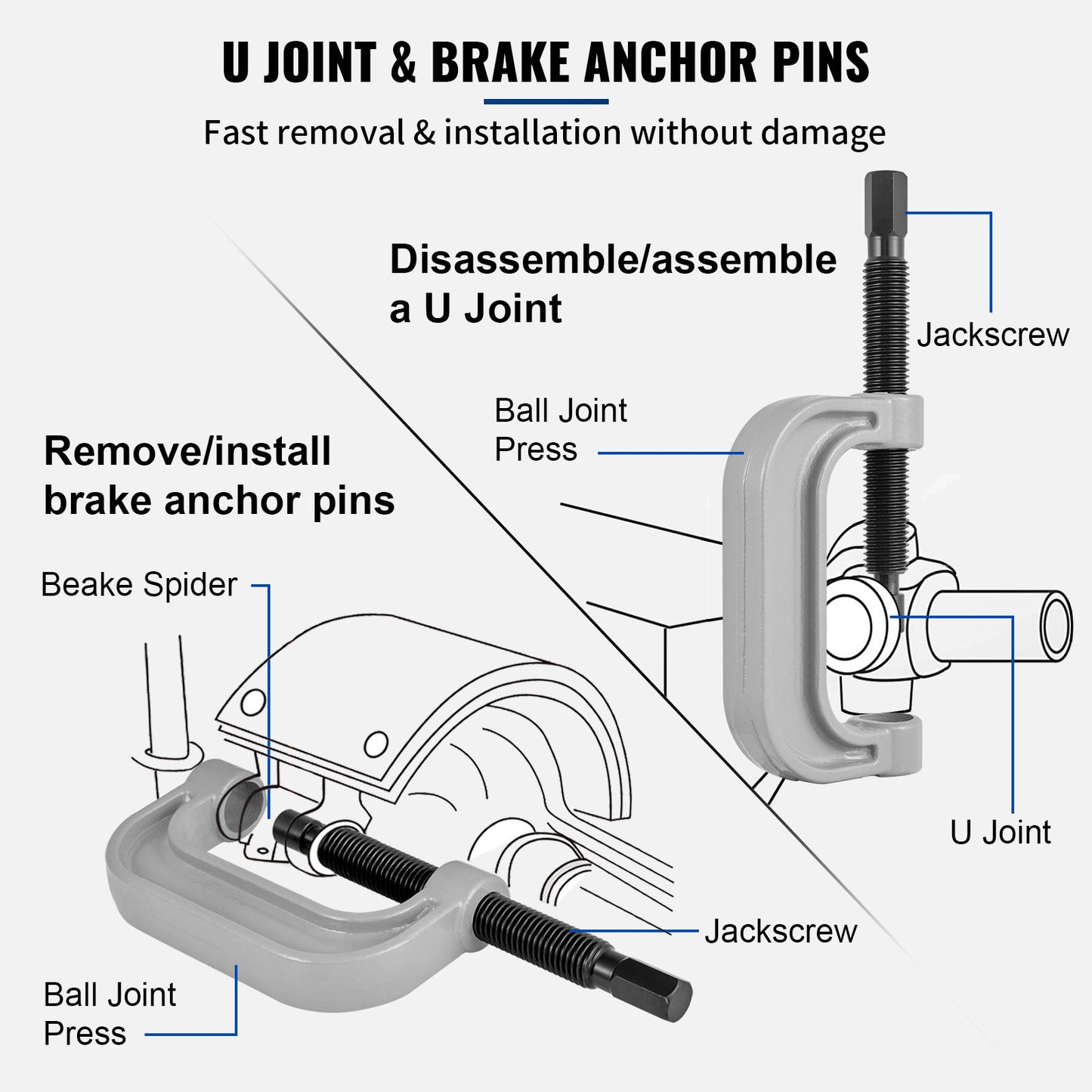 VEVOR Ball Joint Press & U Joint Removal Tool Kit 24 PCS Works on 2/4 WD Cars