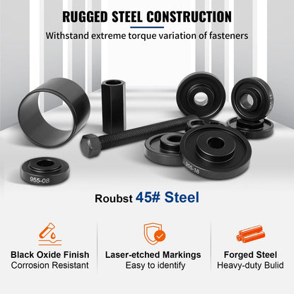 Front Wheel Drive Bearing Puller Kit, 23 PCS, 45# Steel for Cars & Light Trucks