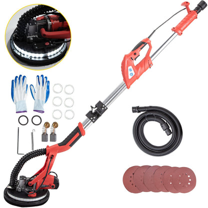Electric Drywall Sander 750W with LED, Extendable 1.4-1.9m, 6-Speed Control