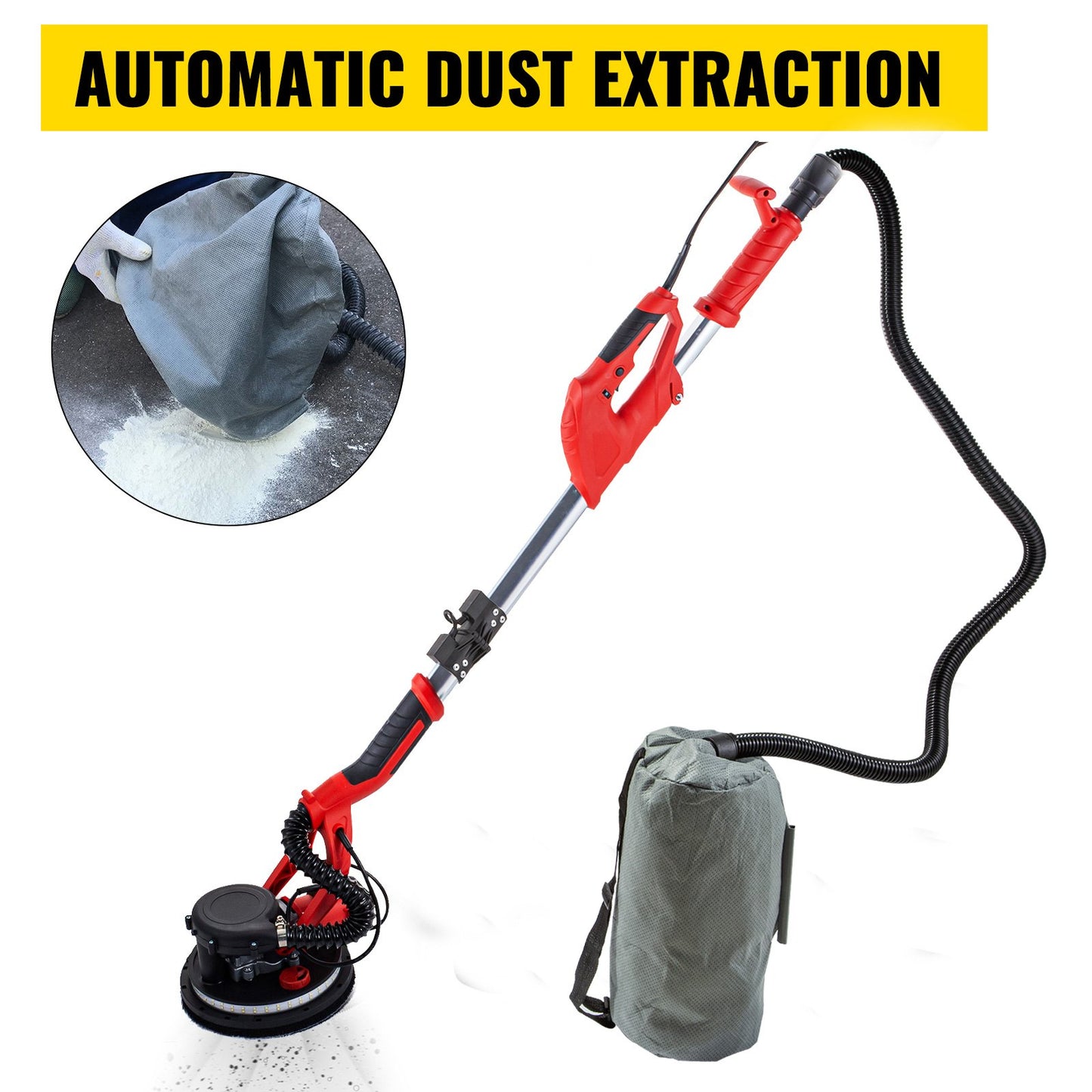 Vevor Drywall Sander Electric Drywall Sander 750W Foldable with Strip Light Vacuum