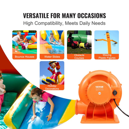 Inflatable Bounce House Air Pump 900W, 3300 RPM, Waterproof & Low-Noise