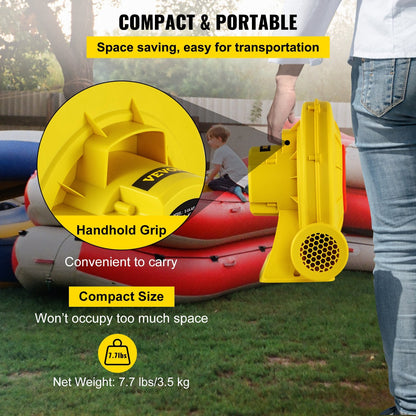 Inflatable Bounce House Air Blower Pump 450W, 0.6HP, 450 m³/h, Yellow
