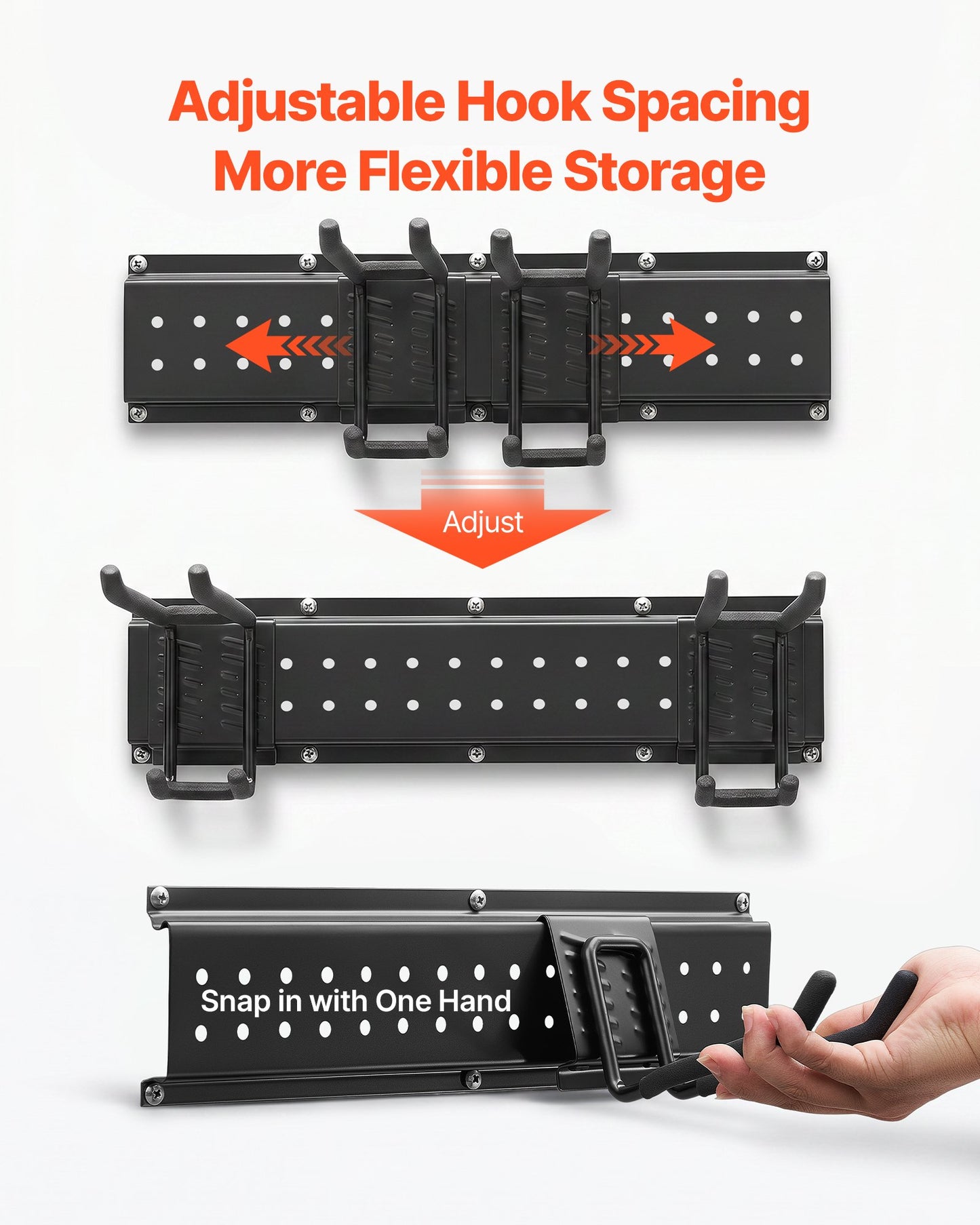 Garage Tool Organizer 1257.3 mm 272 kg Wall Mount Garden Tool Rack, Heavy Duty Garage Hanging Storage Rack Organization with 3 Rails and 12 Adjustable Hooks, for Yard Tools, Shovel, Rake, Shed