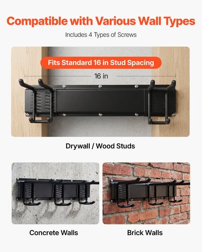 Garage Tool Organizer 1257.3 mm 272 kg Wall Mount Garden Tool Rack, Heavy Duty Garage Hanging Storage Rack Organization with 3 Rails and 9 Adjustable Hooks, for Yard Tools, Shovel, Rake, Shed