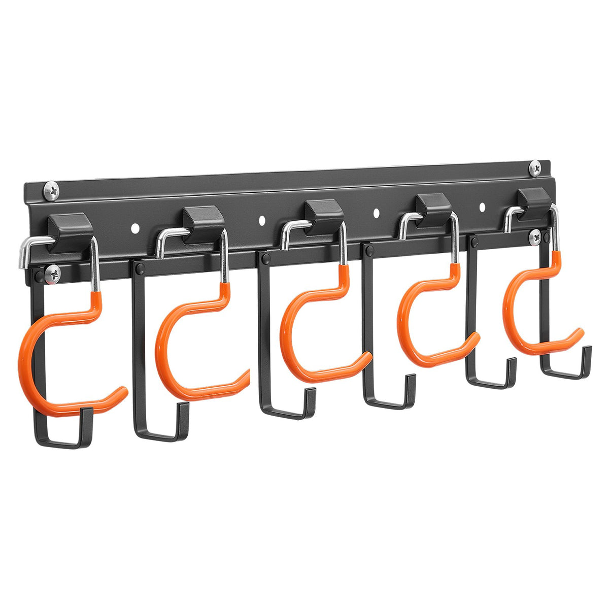 Garage Tool Organizer 1727.2 mm 204 kg Wall Mount Garden Tool Rack, Heavy Duty Hanging Storage Organization, 4 Rails with 24 Fixed L-Hooks, 20 Adjustable S-Hooks, for Yard Tools, Shovel, Shed