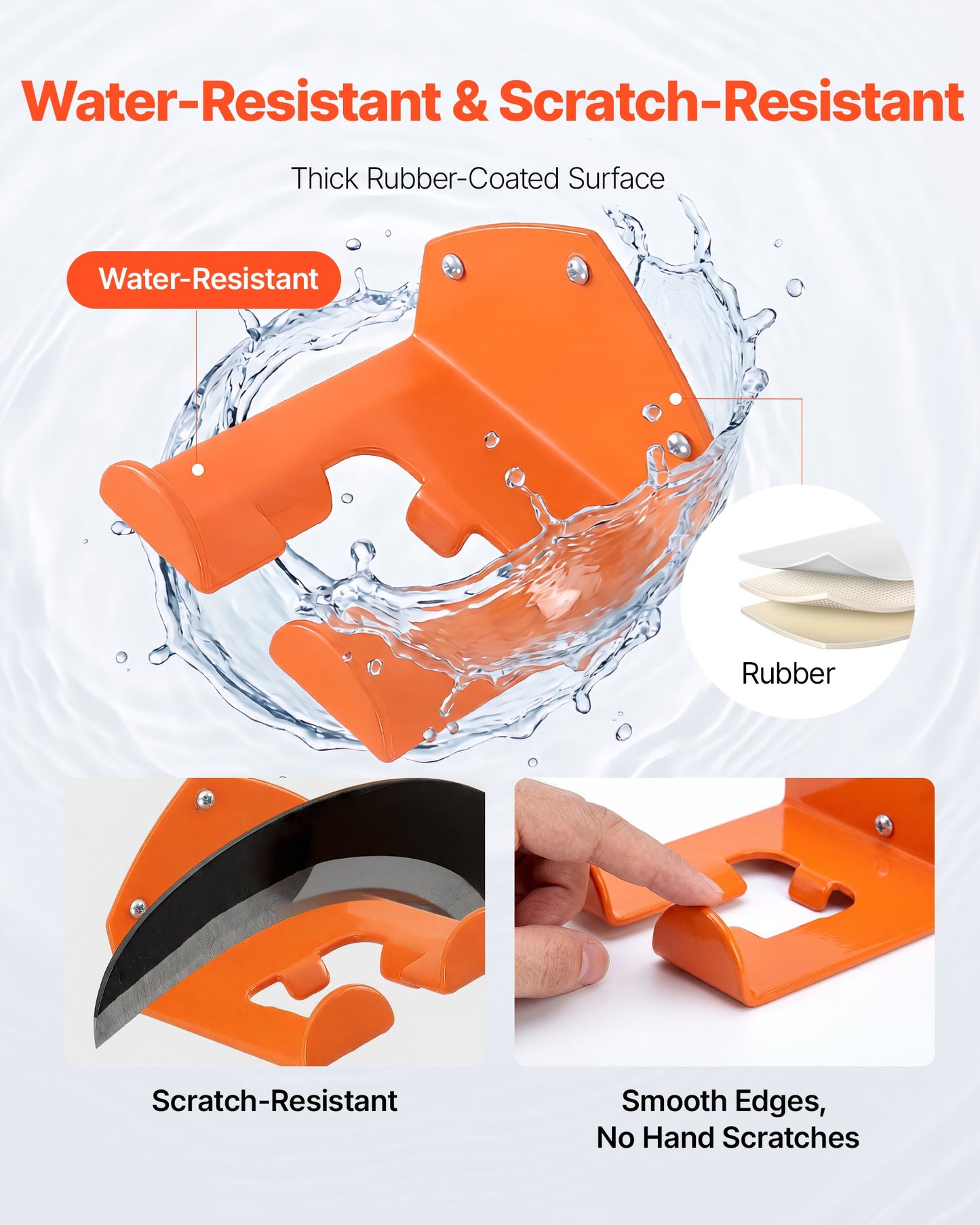 Garage Organizer Trimmer Rack 150 mm 2 Pack 82 kg Total Capacity, Wall Mount Garden Power Tool Hanger Weed Whackers Holder for Grass/Hedge Trimmer, Leaf Blower, Chainsaw, Garden Tools, Orange