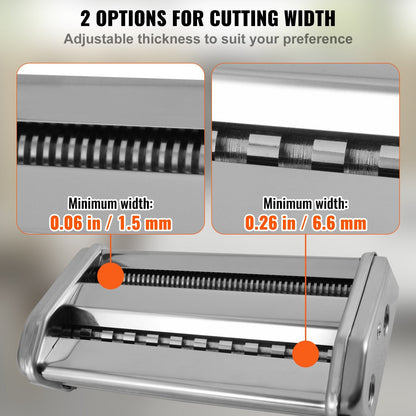 Manual Pasta Maker with 9 Thickness Settings, Stainless Steel, 2.6 kg