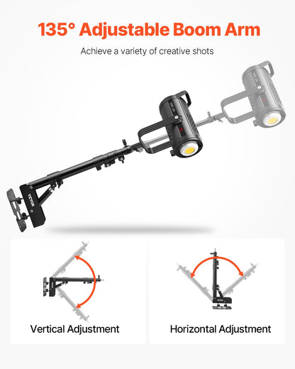 VEVOR Wall Mount Triangle Boom Arm Light Stand 39.37in/100cm Ring Light Support