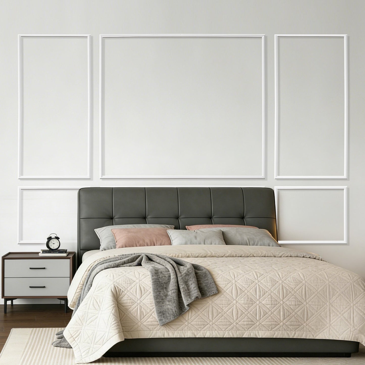 Wall Molding 3 Pack, Wainscoting Panels Kit, Lightweight Paintable Polystyrene, Easy to Install Accent Wall Trim for Interior Décor Living Room, Bedroom, Home, White (79x160 + 79x61 cm)