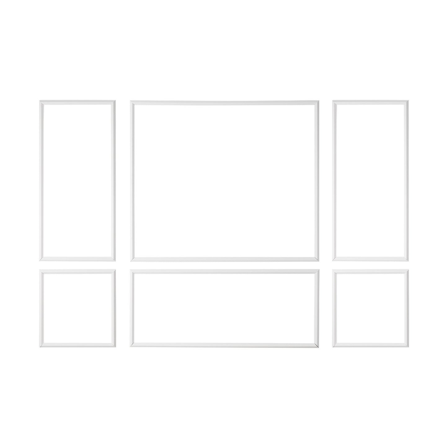 Wall Molding 3 Pack, Wainscoting Panels Kit, Lightweight Paintable Polystyrene, Easy to Install Accent Wall Trim for Interior Décor Living Room, Bedroom, Home, White (58x143 + 58x58 cm)