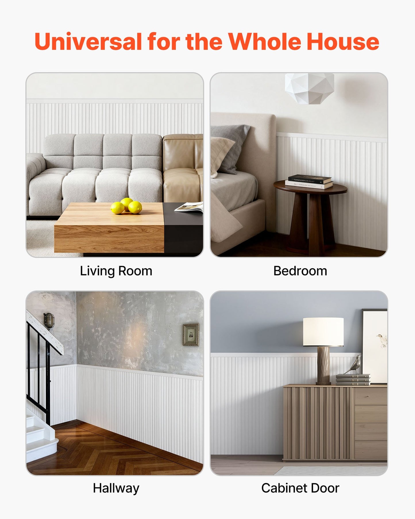 Wall Molding Kit, Wainscoting Panels, Lightweight Paintable Polystyrene, Easy to Install,  Wide & Narrow Accent Wall Trim for Interior Décor Living Room, Bedroom, Home, White (197 x 98 cm )