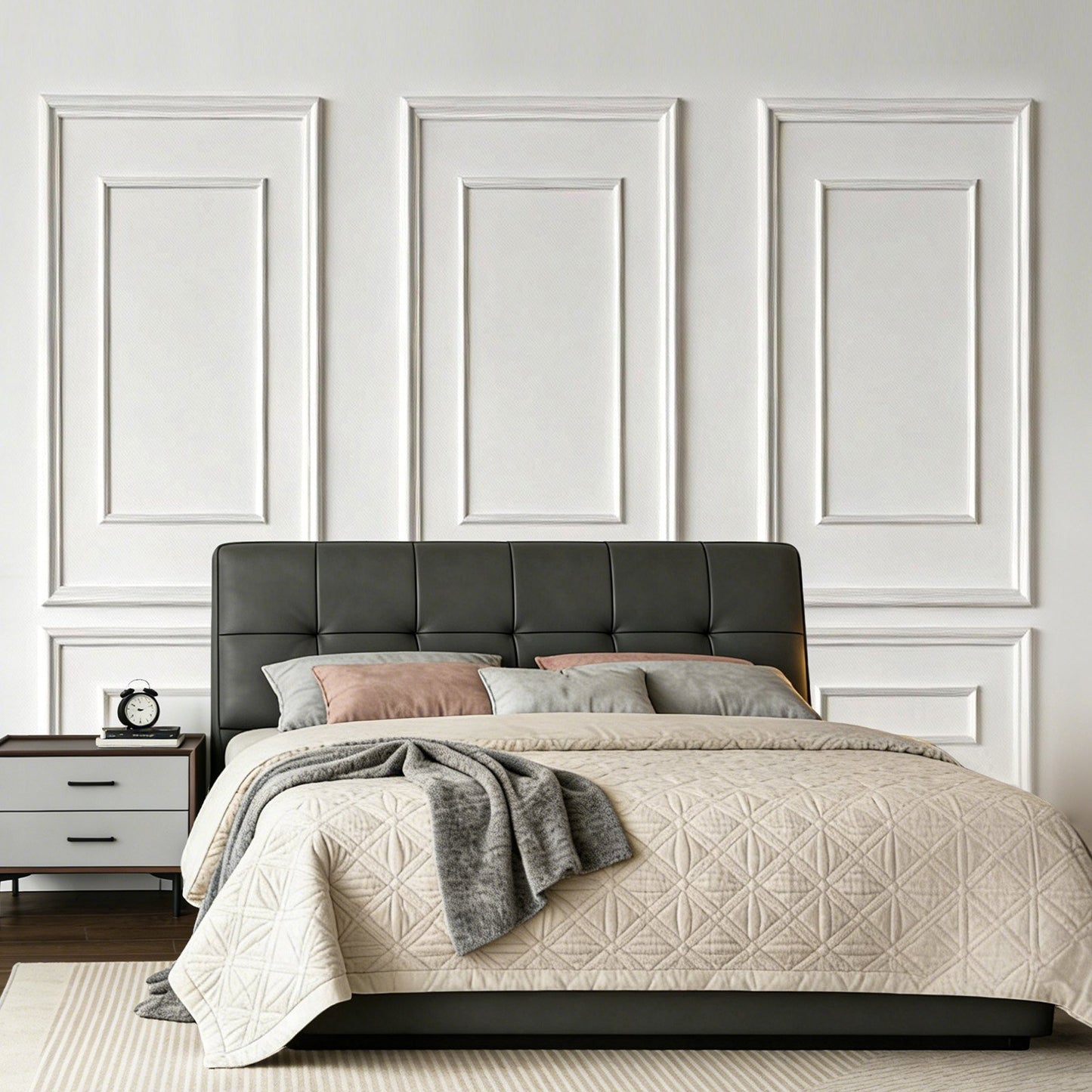 Wall Molding 3 Pack, Wainscoting Panels Kit with Dual-Line Wide & Narrow Profile, Lightweight Paintable Polystyrene, Easy to Install Accent Wall Trim for Interior Living Room, Bedroom,White