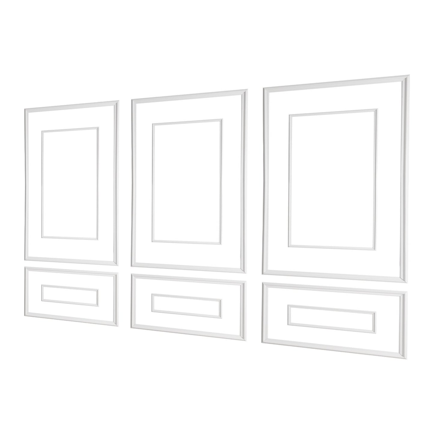 Wall Molding 3 Pack, Wainscoting Panels Kit with Dual-Line Wide & Narrow Profile, Lightweight Paintable Polystyrene, Easy to Install Accent Wall Trim for Interior Living Room, Bedroom,White