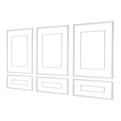 Wall Molding 3 Pack, Wainscoting Panels Kit with Dual-Line Wide & Narrow Profile, Lightweight Paintable Polystyrene, Easy to Install Accent Wall Trim for Interior Living Room, Bedroom,White