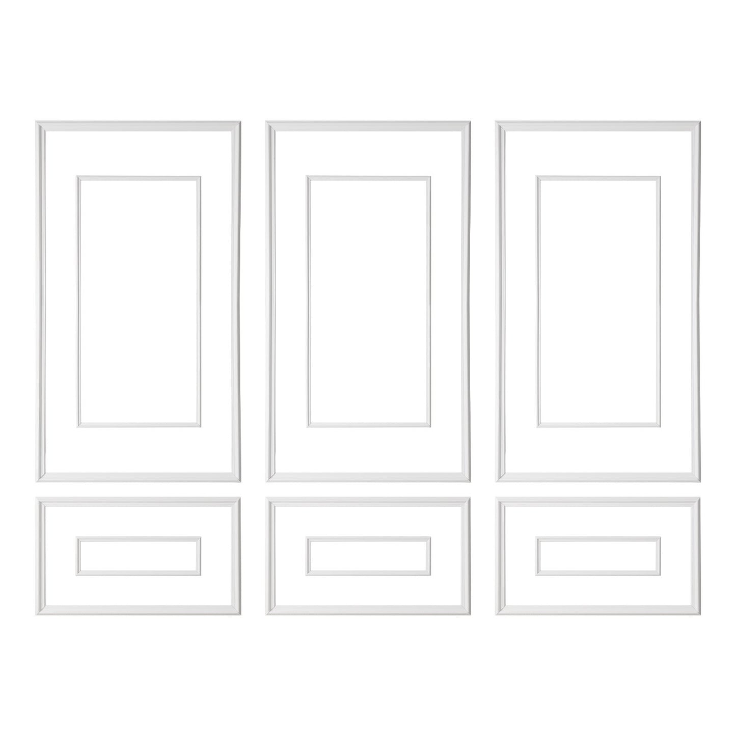 Wall Molding 3 Pack, Wainscoting Panels Kit with Dual-Line Wide & Narrow Profile, Lightweight Paintable Polystyrene, Easy to Install Accent Wall Trim for Interior Living Room, Bedroom,White