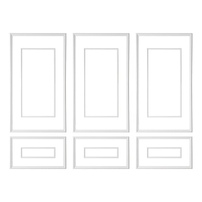 Wall Molding 3 Pack, Wainscoting Panels Kit with Dual-Line Wide & Narrow Profile, Lightweight Paintable Polystyrene, Easy to Install Accent Wall Trim for Interior Living Room, Bedroom,White