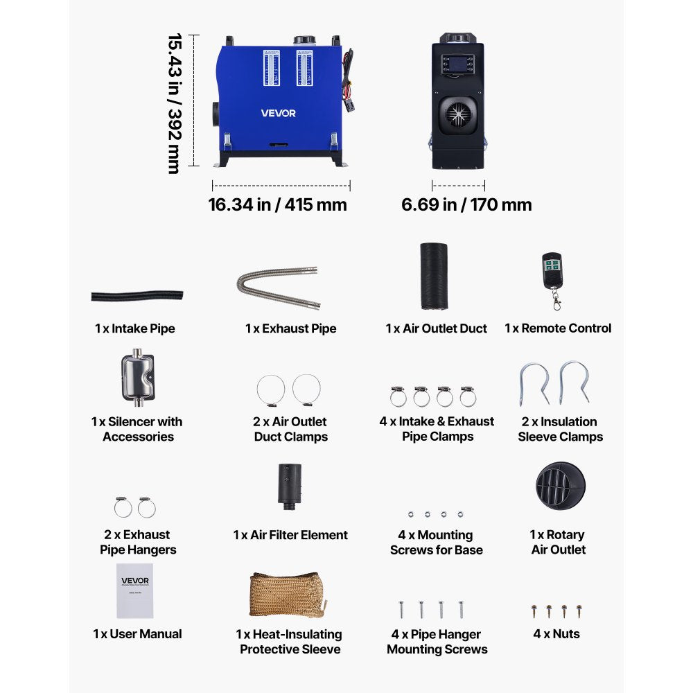 Diesel Heater Portable Diesel Air Heater 8KW DC 12V/24V All in One 5 L