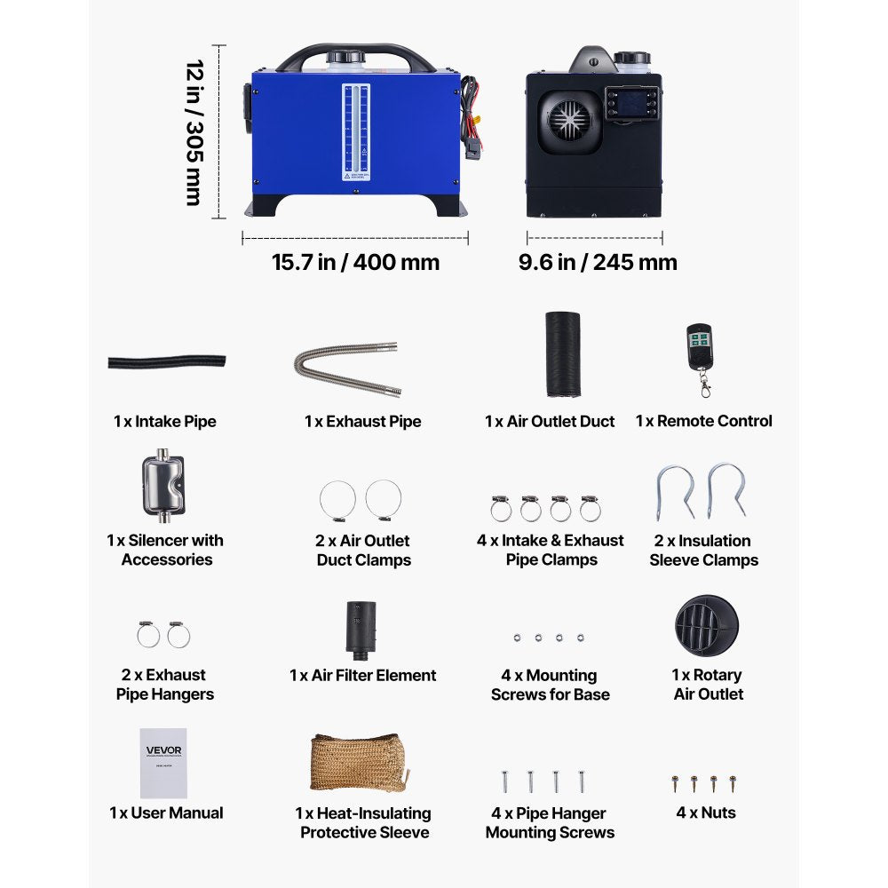 Diesel Heater Portable Diesel Air Heater 8KW DC 12V/24V 5 L Fuel Tank