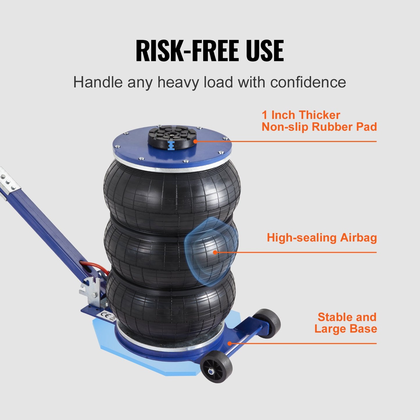 VEVOR Air Jack, 5 Ton/11000 lbs Triple Bag Air Jack, Airbag Jack with Six Steel