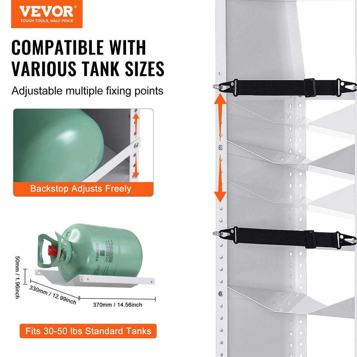 VEVOR Refrigerant Tank Rack, with 3 x 30-50lb Bottle Tanks, Cylinder Tank Rack 372