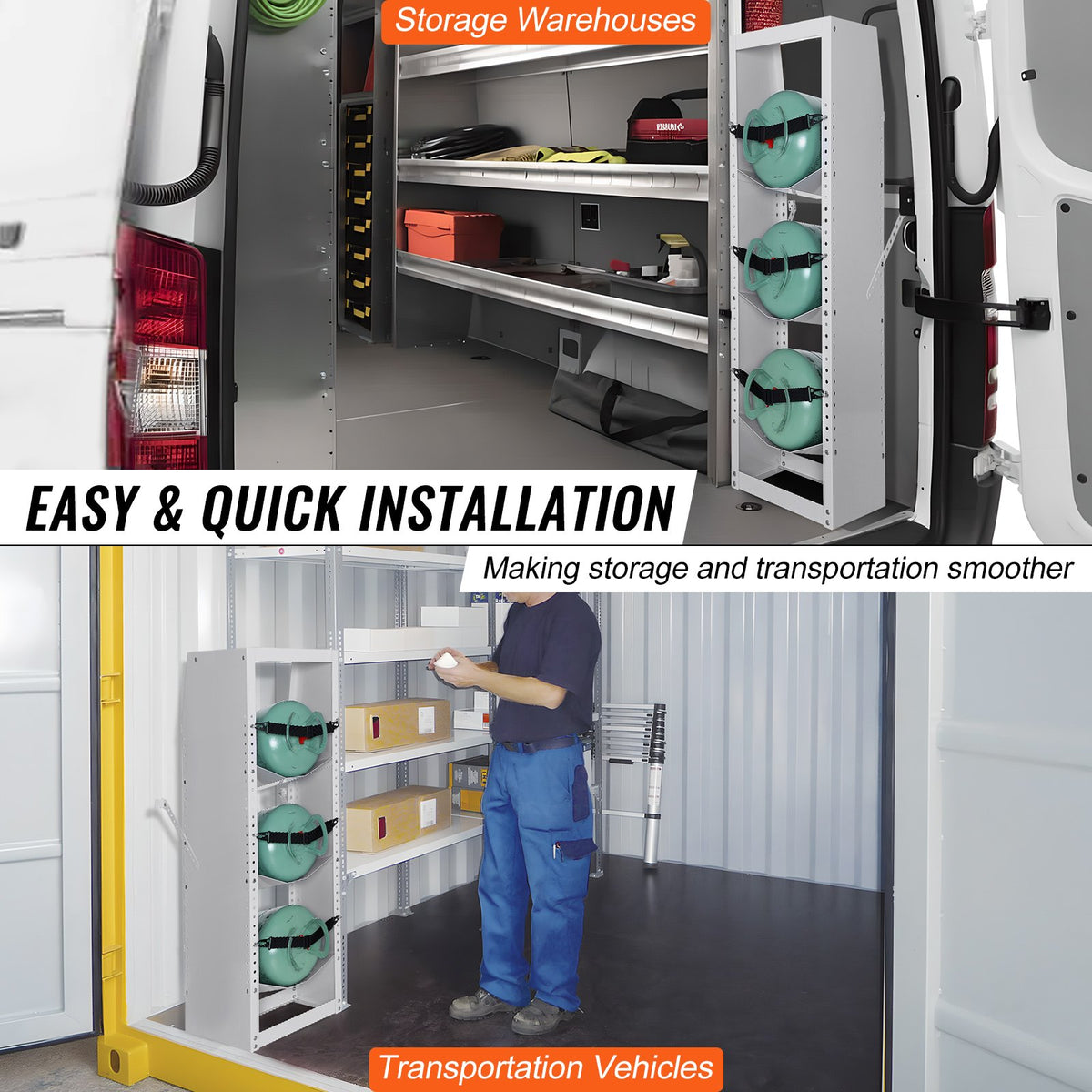 VEVOR Refrigerant Tank Rack, with 3 x 30-50lb Bottle Tanks, Cylinder Tank Rack 372