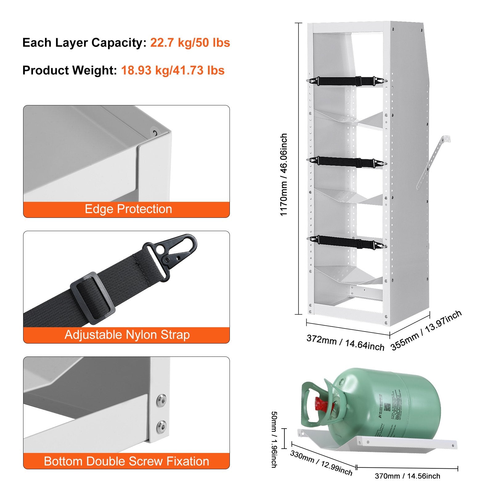Reinforced carbon steel refrigerant rack resists corrosion, impact, and long-term workplace wear