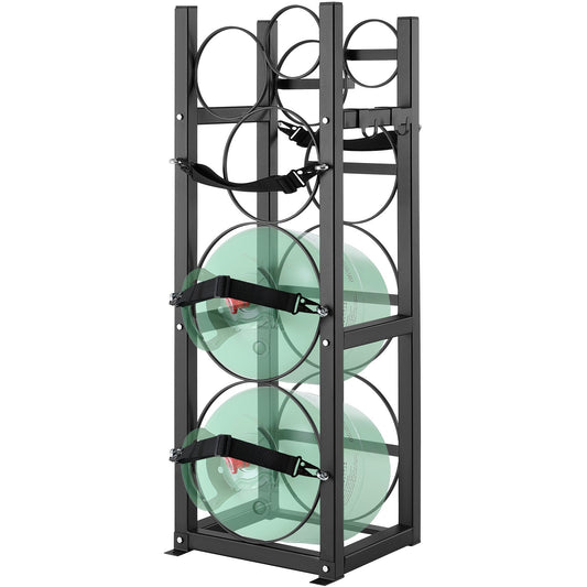 VEVOR Refrigerant Tank Rack, with 2 x 30lbs and Other 3 Small Bottle Tanks, Cylinder