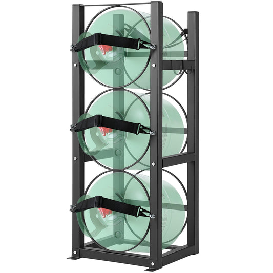 VEVOR Refrigerant Tank Rack, with 3 x 30lbs Bottle Tanks, Cylinder Tank Rack 12.79x12.99x33.07