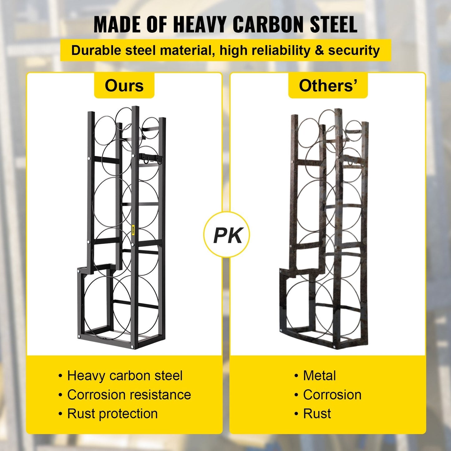 Refrigerant Cylinder Rack with 1x22.7kg, 2x13.6kg & 3 Small Bottles, Carbon Steel