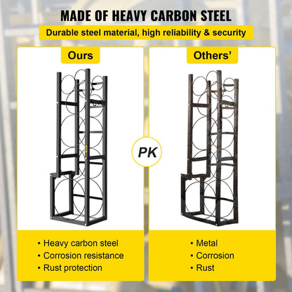 Refrigerant Cylinder Rack with 1x22.7kg, 2x13.6kg & 3 Small Bottles, Carbon Steel