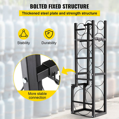 Refrigerant Cylinder Rack with 1x22.7kg, 2x13.6kg & 3 Small Bottles, Carbon Steel