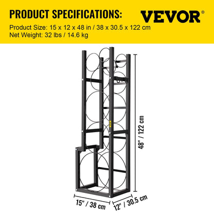Refrigerant Cylinder Rack with 1x22.7kg, 2x13.6kg & 3 Small Bottles, Carbon Steel