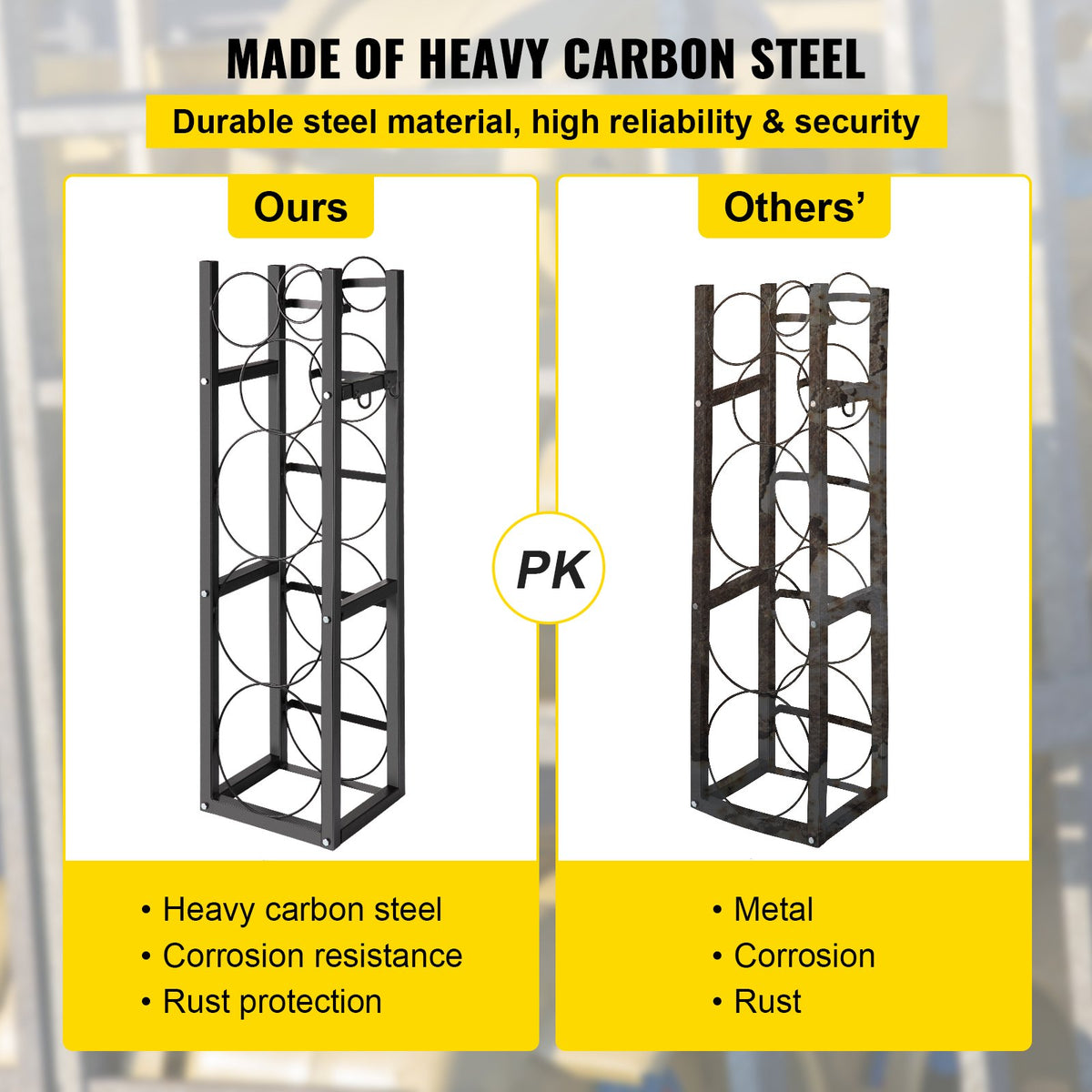 VEVOR Refrigerant Tank Rack Cylinder Tank Rack with 3-14kg and 3 Small Bottles