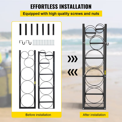Refrigerant Cylinder Rack with 3 Large and 3 Small Bottle Holders, Carbon Steel