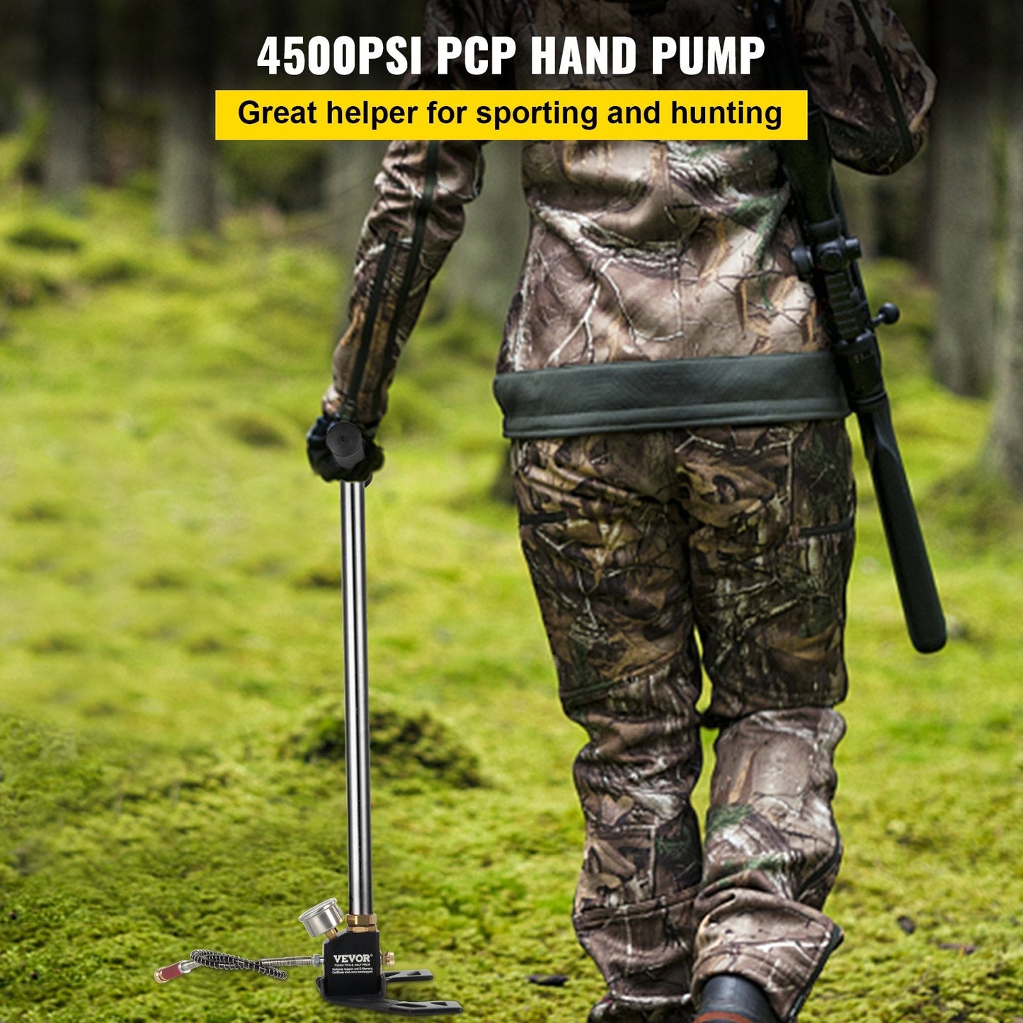 High Pressure 3-Stage Hand Pump, 63 cm, 4500 psi for Tires & Airguns