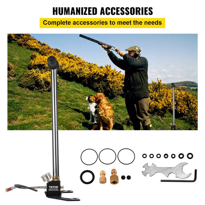 High Pressure 3-Stage Hand Pump, 63 cm, 4500 psi for Tires & Airguns