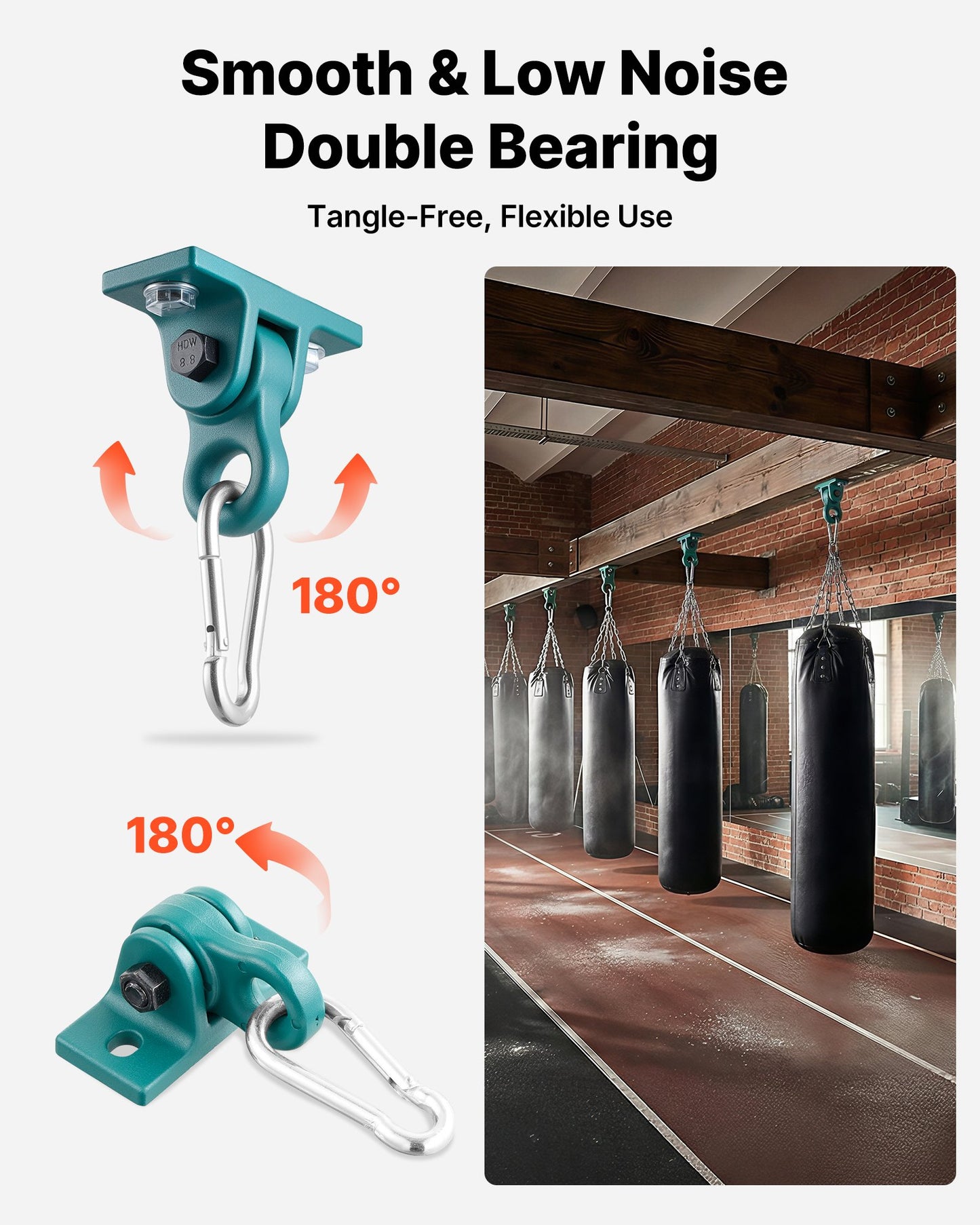 Swing Hangers, 4 Pack Heavy Duty Swing Brackets, 2268 kg Capacity, Screws Bolts Included, Smooth Dual Bearing, Aluminum Alloy Hangers, for Playground Porch Yoga Chair Wooden Indoor Outdoor