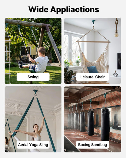Swing Hangers, 4 Pack Heavy Duty Swing Brackets, 2268 kg Capacity, Screws Bolts Included, Smooth Dual Bearing, Aluminum Alloy Hangers, for Playground Porch Yoga Chair Wooden Indoor Outdoor