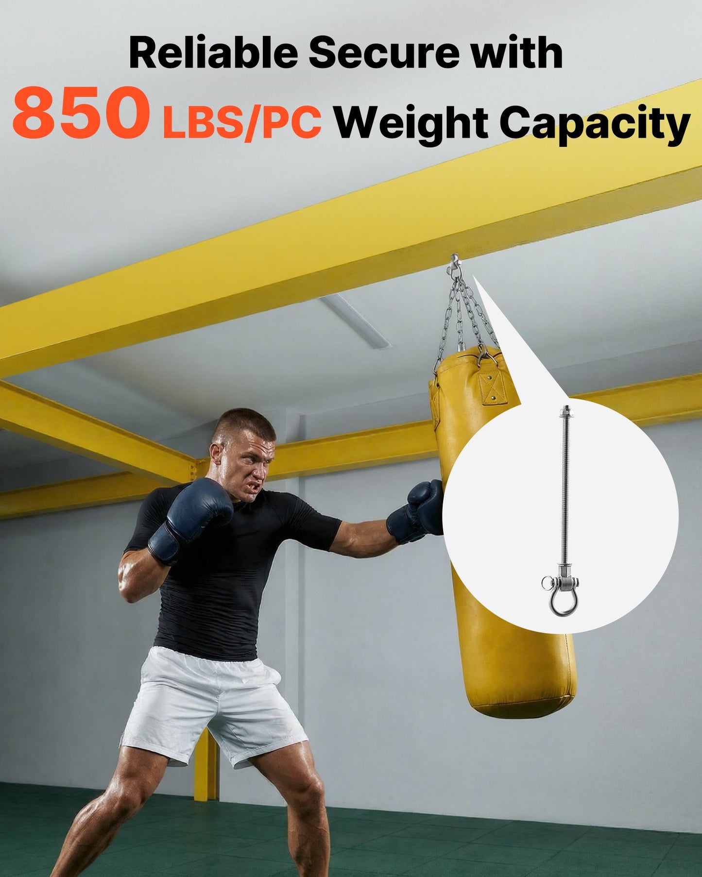 Swing Hangers, 6 Pack Heavy Duty Swing Brackets, 386 kg Each Load Capacity, Smooth Bearing, Stainless Steel Hangers, Ideal for Hammocks Playground Porch Yoga Boxing Bag Indoor Outdoor, Silver