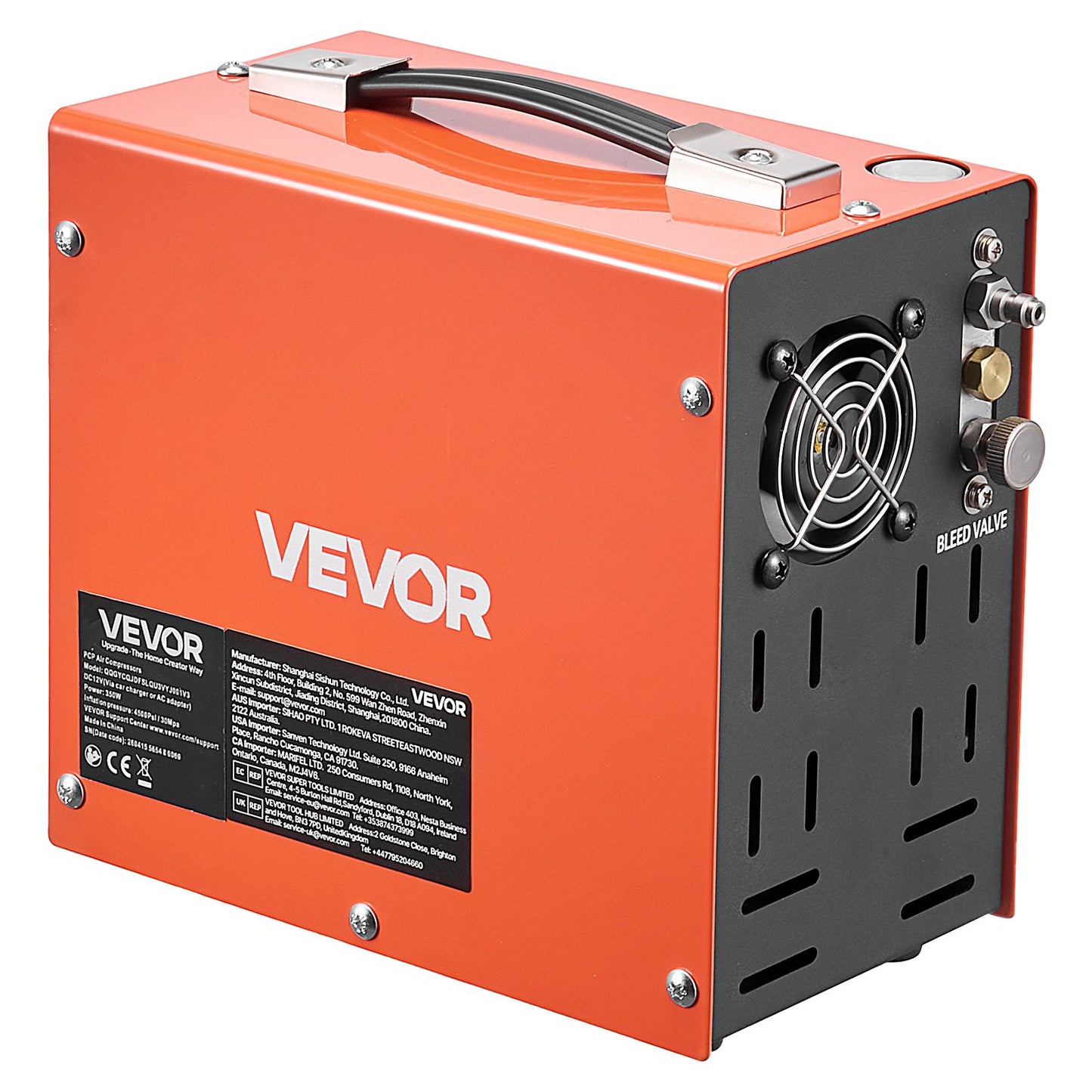 PCP Air Compressor 4500PSI PCP Airgun Compressor & External Converter, Manual Stop 350W DC12V/AC230V Portable Paintball Tank Compressors for Air Rifle, Scuba Diving Bottle