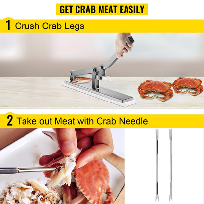 VEVOR Stone Crab Cracker with 2 Seafood Picks, Aluminum & Stainless Steel Construction