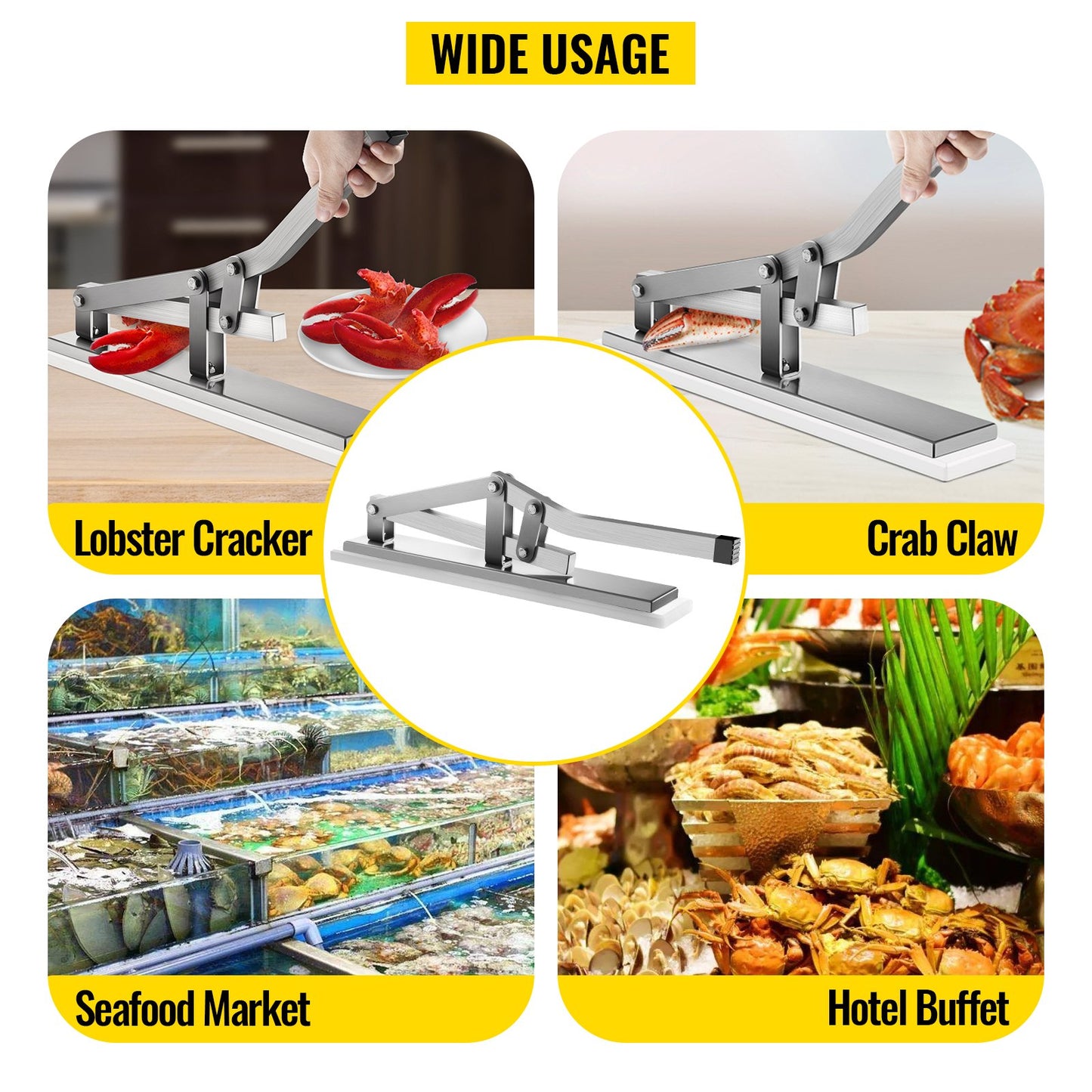 VEVOR Stone Crab Cracker with 2 Seafood Picks, Aluminum & Stainless Steel Construction