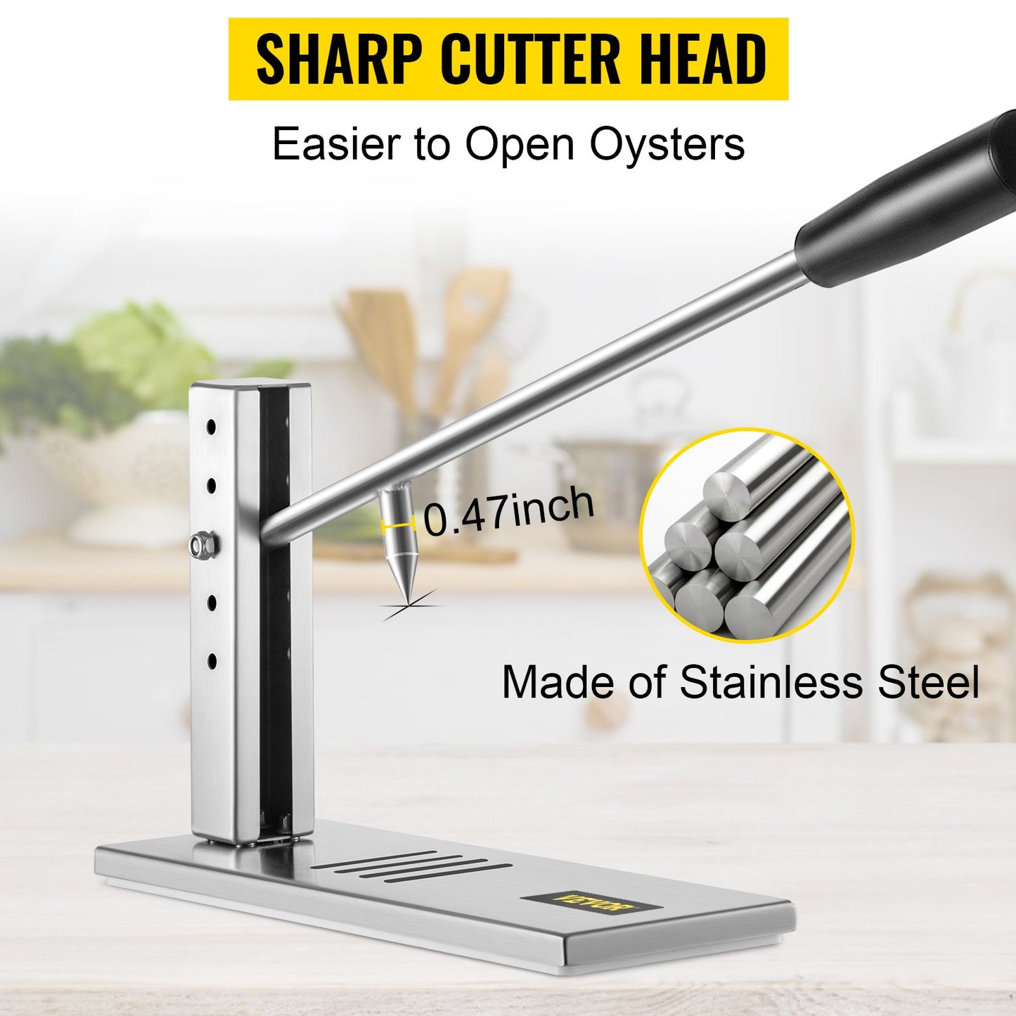 VEVOR Stainless Steel Oyster Shucker Tool Set, Clam Opener Machine with G-Clip for