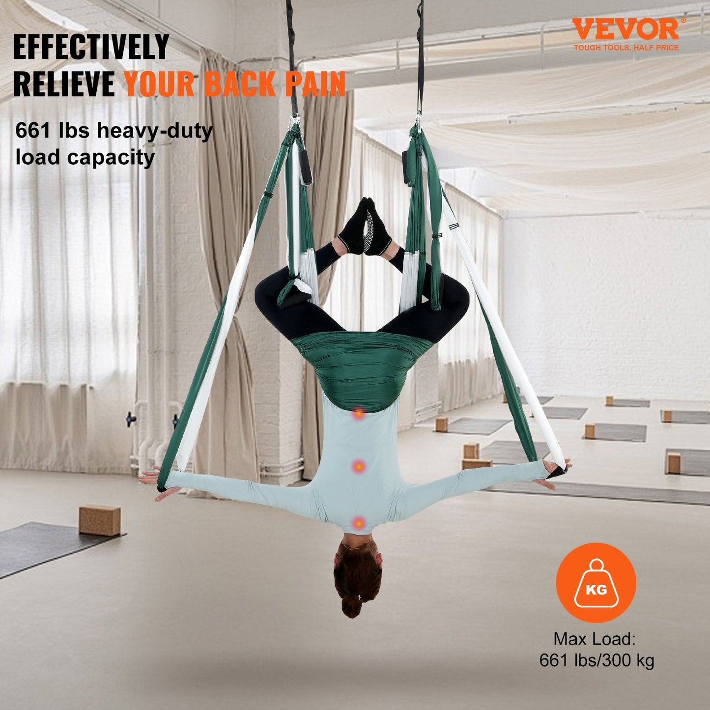 Aerial Yoga Hammock Swing Set, 2.5m Nylon Sling with Ceiling Mount, 300kg Capacity