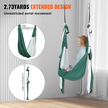 VEVOR Aerial Yoga Swing Set, 2.5 m Length Yoga Hammock Hanging Swing Aerial Sling