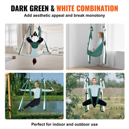 Aerial Yoga Hammock Swing Set, 2.5m Nylon Sling with Ceiling Mount, 300kg Capacity