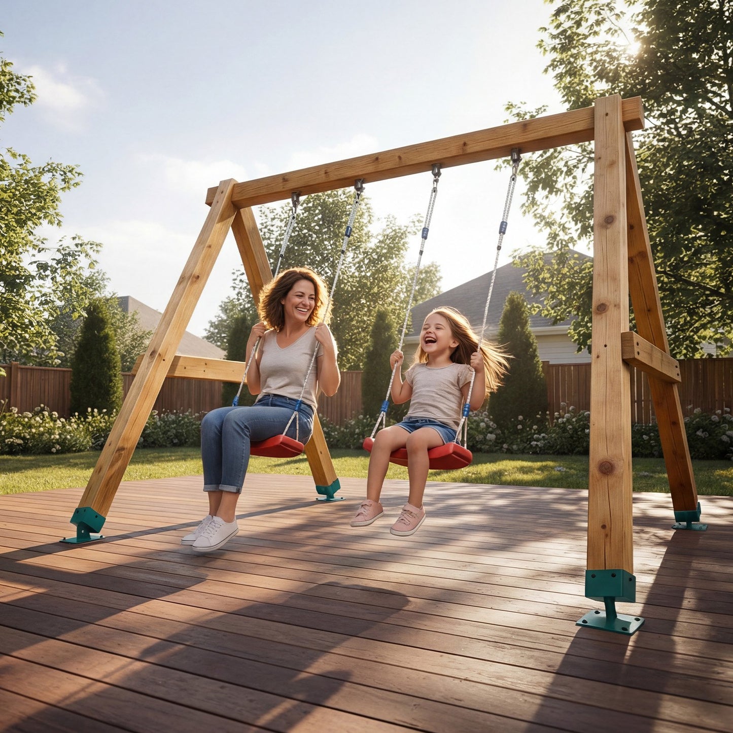 Swing Set Brackets, 4 Pack Heavy Duty Swing Set Leveling Hardware, Fits 101.6 x 101.6 mm Post (Actual Size 91 x 91 mm), 45°-60° Angle Range, Stainless Steel Anchor Level Kit on Uneven Ground