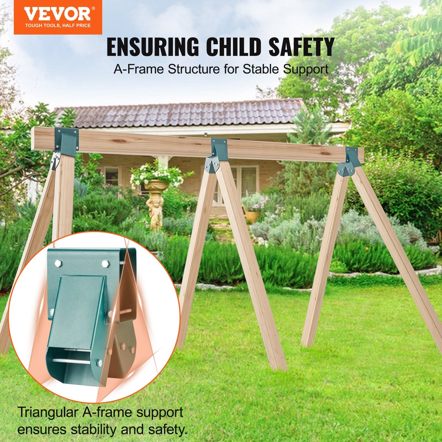 VEVOR A-Frame Middle Swing Set Brackets, Heavy Duty Carbon Steel Swing Set Hardware