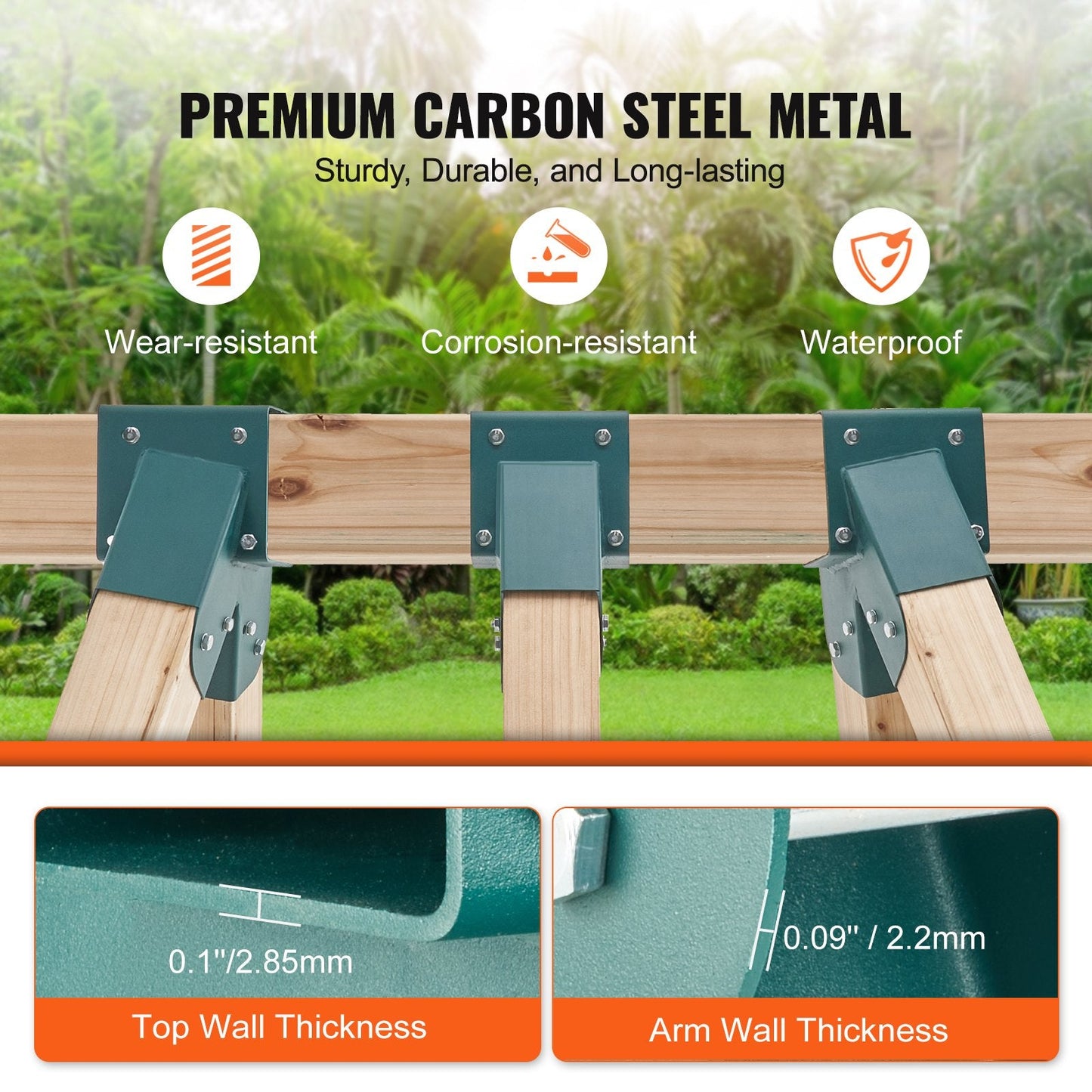 Heavy Duty Carbon Steel A-Frame Swing Set Brackets for 0.1x0.1m Legs, 3pcs