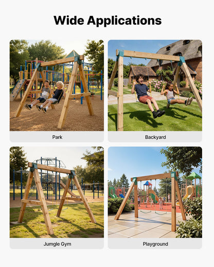 Swing Set Brackets, Heavy-Duty A-frame Set Hardware, with 2 A-Frame Swing Brackets & 4 Hangers, Sturdy for Playground Backyard Park Equipment Mounting Parts Outdoor, Hardware Included, Green